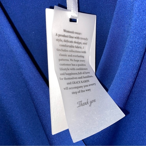 NWT Grace Karin Women’s Small Blue Wrap Long sleeve  Top With Tie Around Waist - Picture 6 of 14